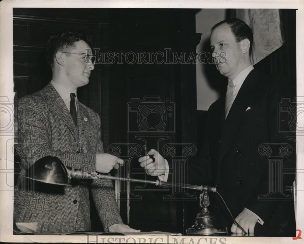 1940 Press Photo NYC City Council Pres Newbold Morris, Frank Romano - Historic Images