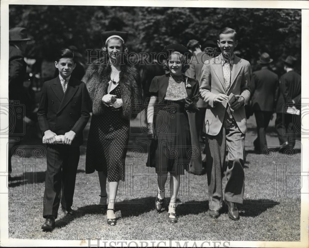 1938 Press Photo Belmont New York Earle Sande Alfred Jacoueline William McDonald - Historic Images