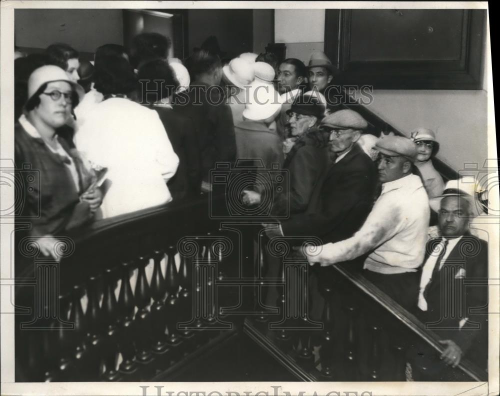 1933 Press Photo Crowd in Court of Justice of Peace Miller to Hear Manson Trial - Historic Images