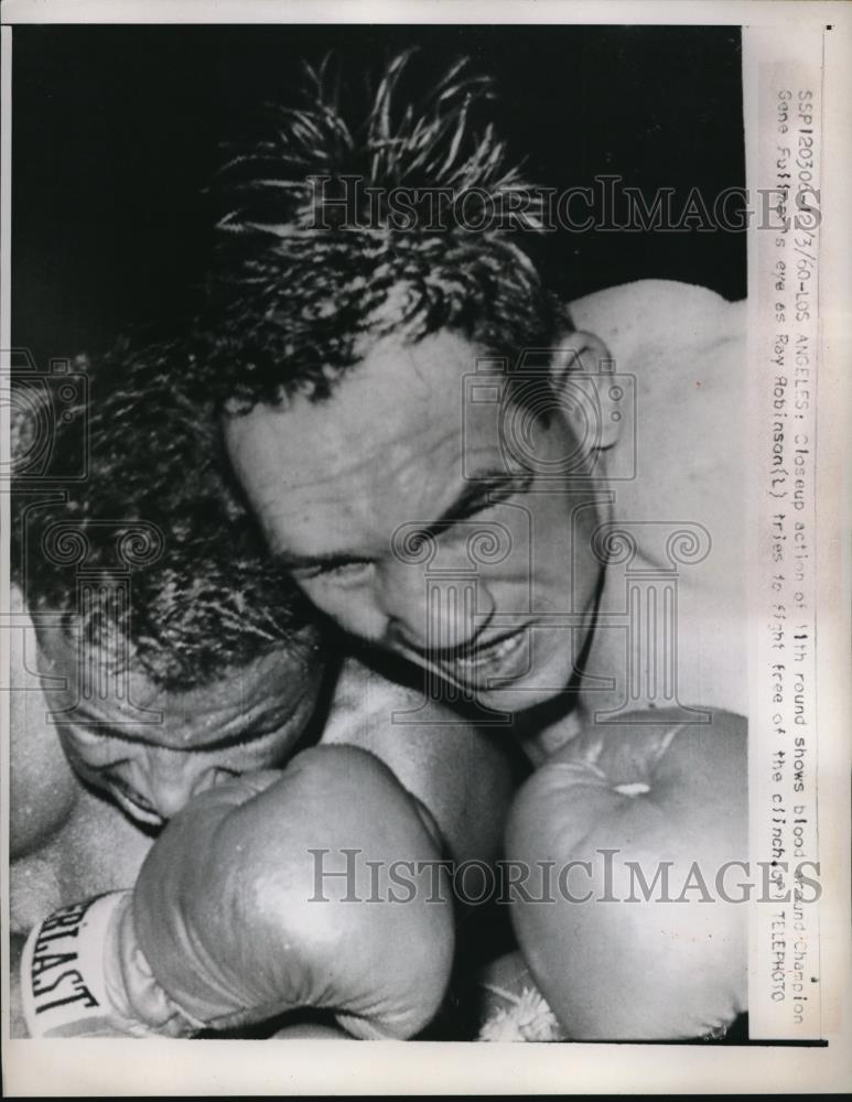 1981 Press Photo Champion Gene Fulimer and Ray Robinson on 11th round - Historic Images