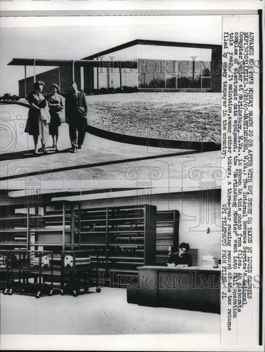 1967 Press Photo Internal Revenue Service's Nat'l Computer Center at Martinsbury - Historic Images