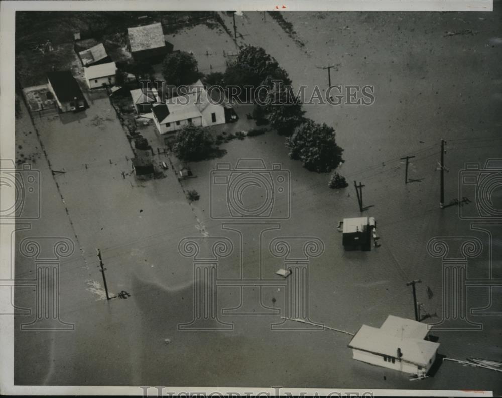 1933 Press Photo Aerial view of flooding of Cayusa Ind by Wabash river - Historic Images