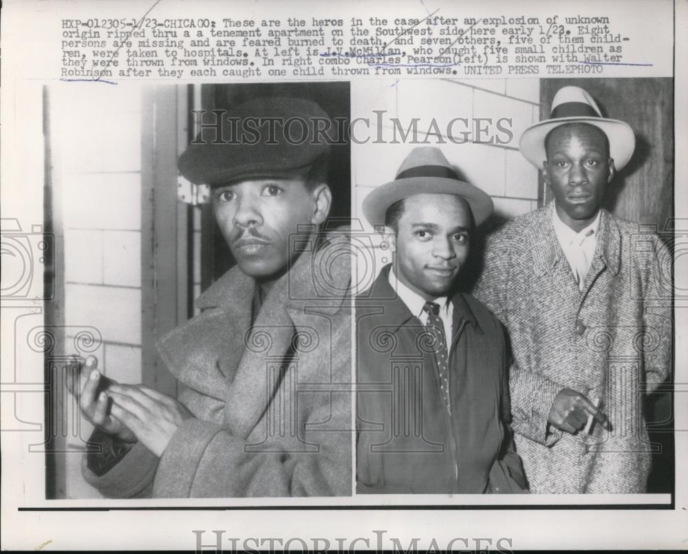 1958 Press Photo Heros JV McMillan, Charles Pearson and Walter Robinson - Historic Images