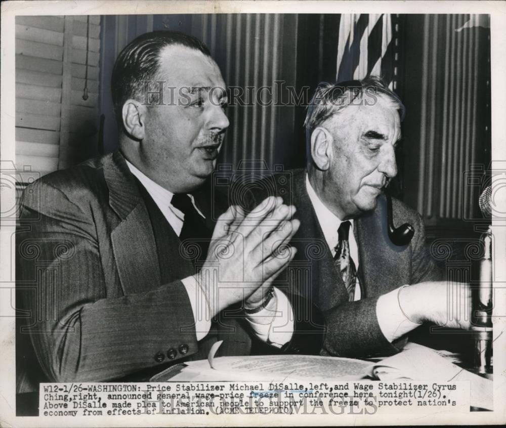 1951 Press Photo DC Price Admin Michael DiSalle &amp; Cyrus Ching Wage Admin - Historic Images