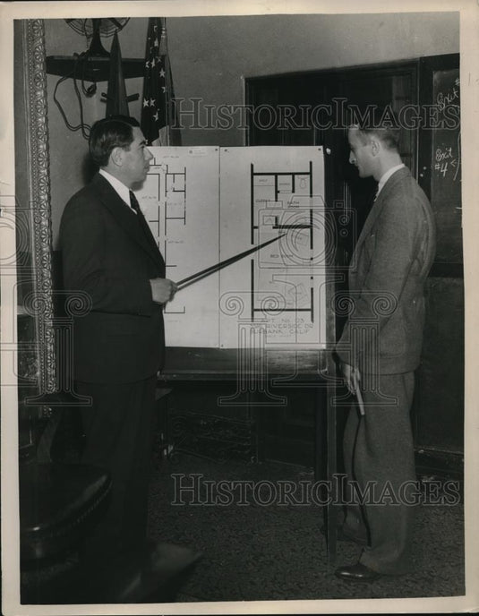 1934 Press Photo Deputy DA George Stahlman of LA Calif & prosecutor F Kohl - Historic Images