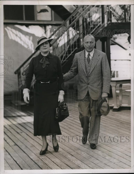 1935 Press Photo Mr & Mrs Bernardino Molinari Symphony director in Detroit - Historic Images
