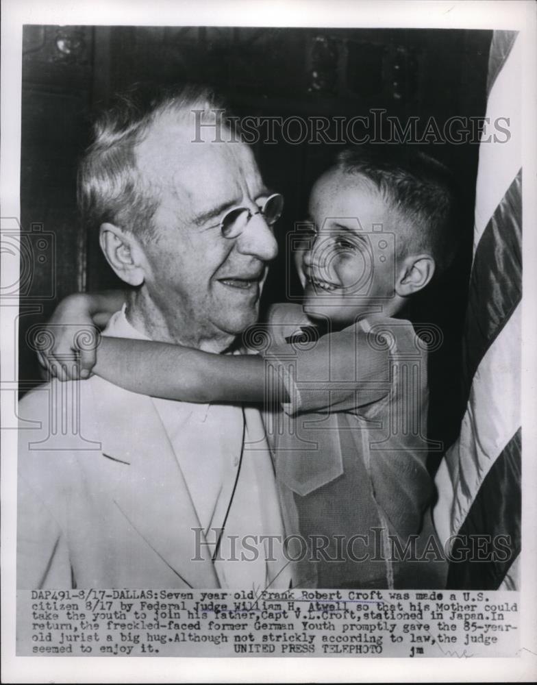 1954 Press Photo Judge William Atwell and Frank Croft after becoming US citizen - Historic Images