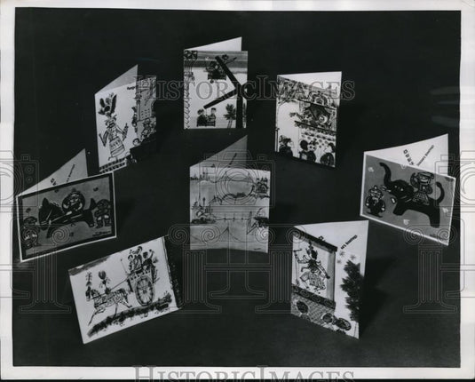1956 Press Photo Christmas cards for UNICEF campaign - nec99301 - Historic Images
