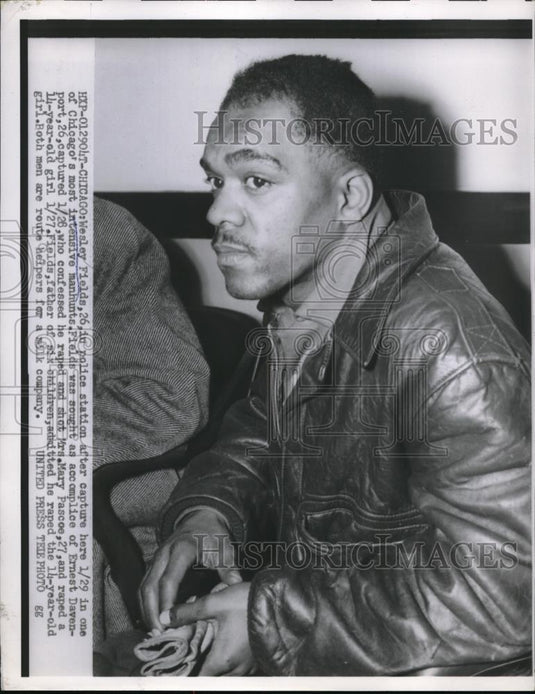 1955 Press Photo Wesley Fields, accomplice of Ernest Davenport, caught, Chicago - Historic Images