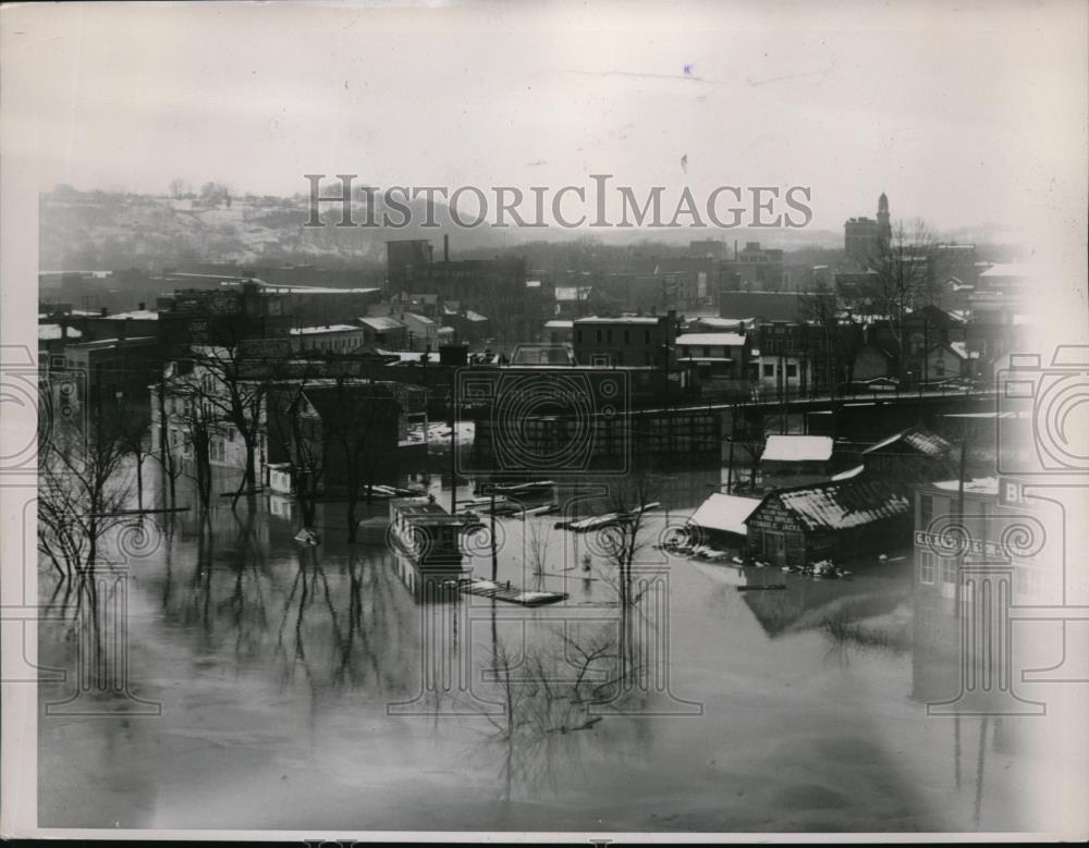 1936 Press Photo Flood of Ohio river at Marietta Ohio - Historic Images