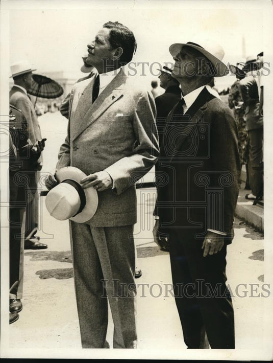 1931 Press Photo Sec of War Hurley & Navy Sec Adams at Air show in DC - Historic Images
