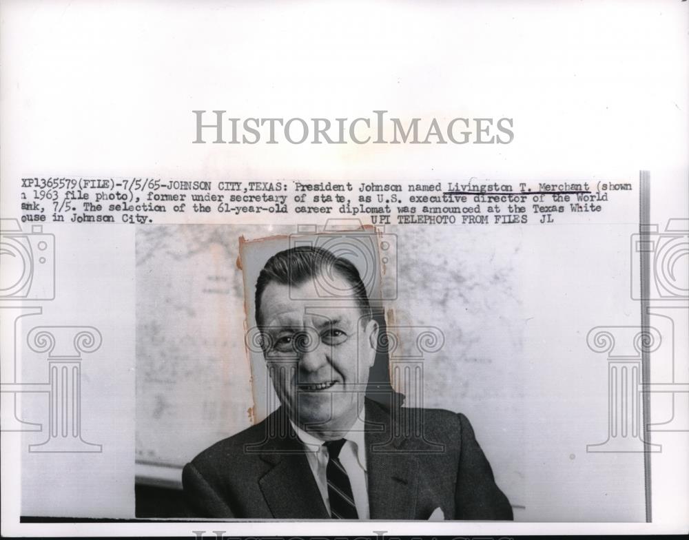 1965 Press Photo US Executive director of World Bank Livingston Merchant - Historic Images