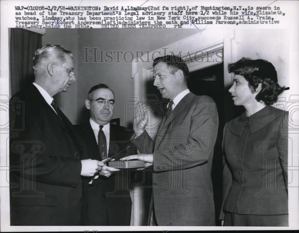 1958 Press Photo Attorney David Lindsay is the new Treasury Department Head - Historic Images