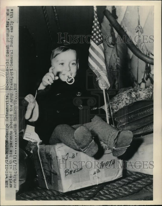 1948 Press Photo Boston George Zebranovita Czech refugee arrives - Historic Images