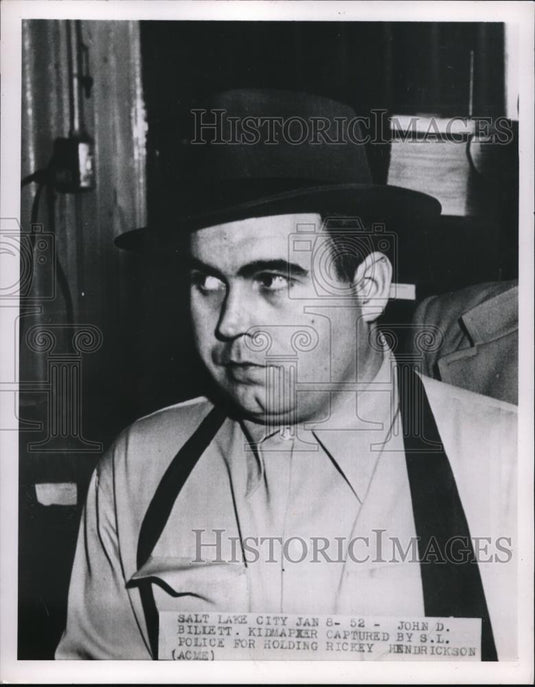 1952 Press Photo Salt Lake City John D Billett kidnapper caught by police - Historic Images