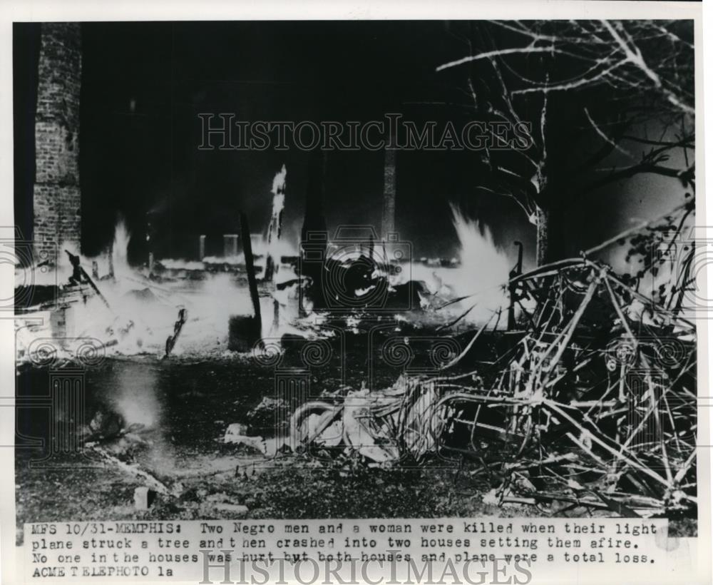 1950 Press Photo Memphis 2 men and a woman were killed when plane crashed - Historic Images