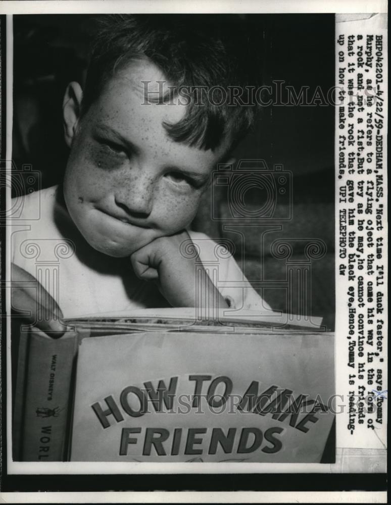 1959 Press Photo Dedham Mass Tommy Murphy says he&#39;ll duck a little faster - Historic Images