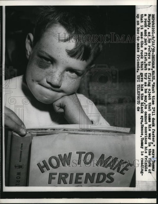 1959 Press Photo Dedham Mass Tommy Murphy says he'll duck a little faster - Historic Images