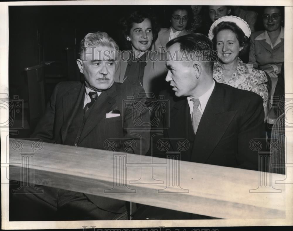 1946 Press Photo Lake Success NY Ukranian Minister D Manuisky &amp; N Lounin at UN - Historic Images