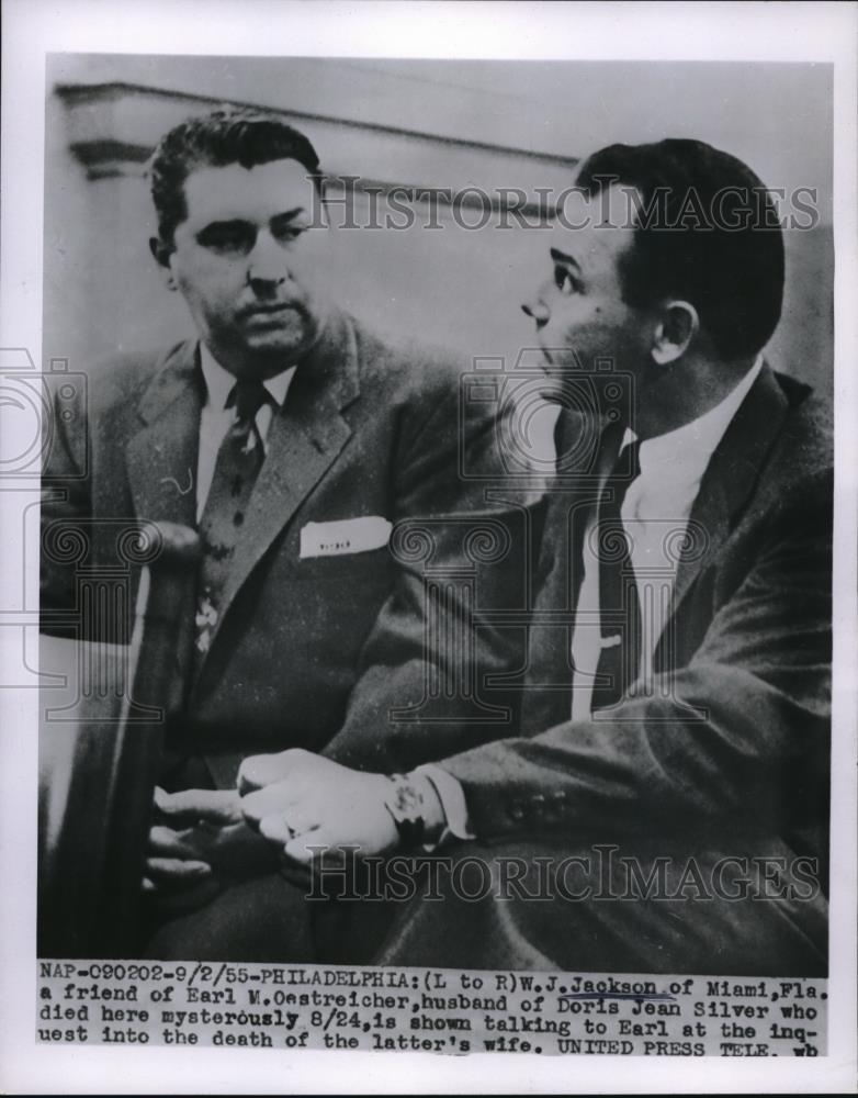 1955 Press Photo Philadelphia Pa WJ Jackson of Miami &amp; E Oestreicher at inquest - Historic Images