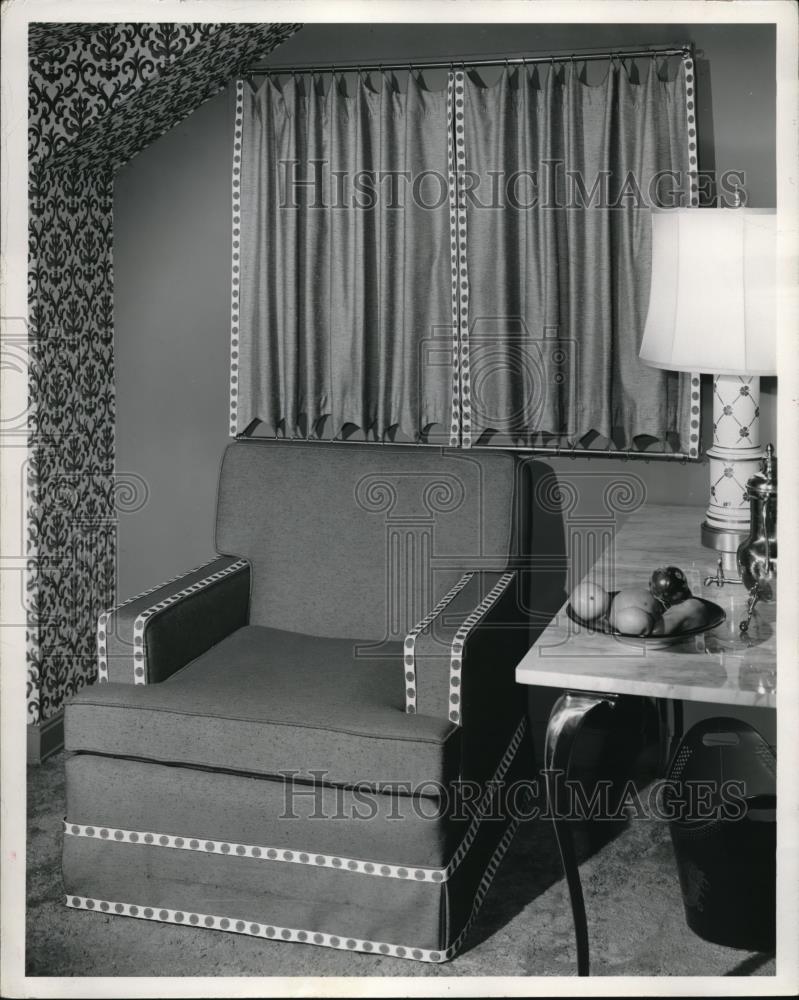 1956 Press Photo New style furniture with coin patterns - Historic Images