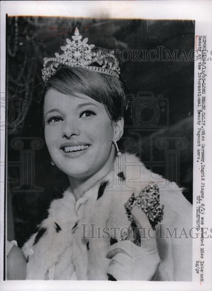 1965 Press Photo Calif Miss Germany Ingrid Finger named Miss Intnl Beauty - Historic Images