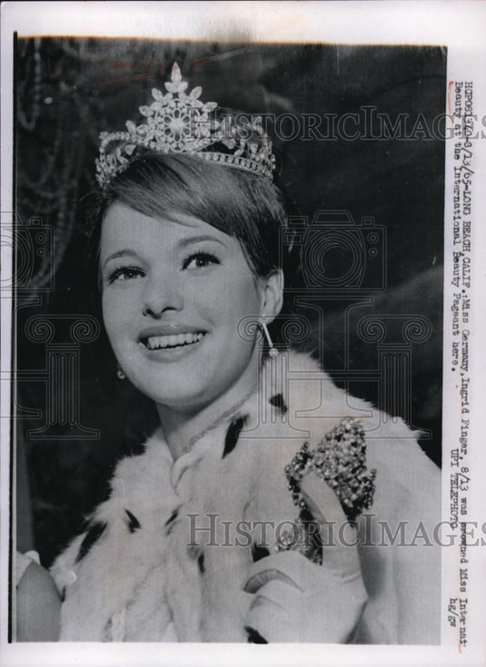 1965 Press Photo Calif Miss Germany Ingrid Finger named Miss Intnl Beauty - Historic Images