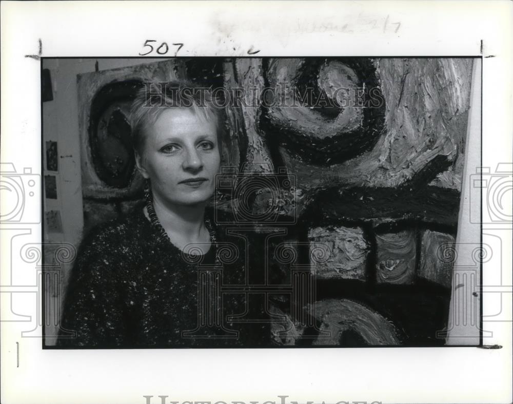 1996 Press Photo Painter Caroline Anderson at CSU Art Faculty Show - Historic Images