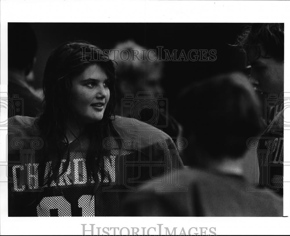 1991 Press Photo Aimee Coe, Chardon football player, hanging out after loss - Historic Images