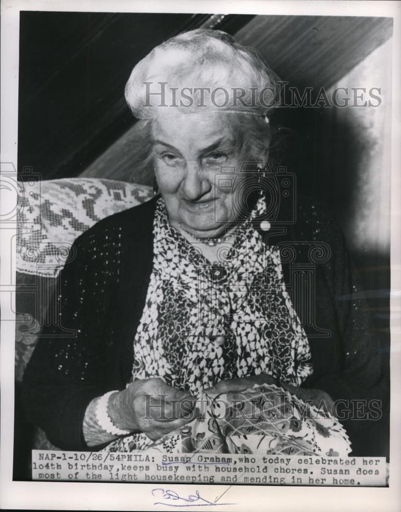 1926 Press Photo Philadelphia Susan Graham celebrates 104th Birthday keeps busy - Historic Images