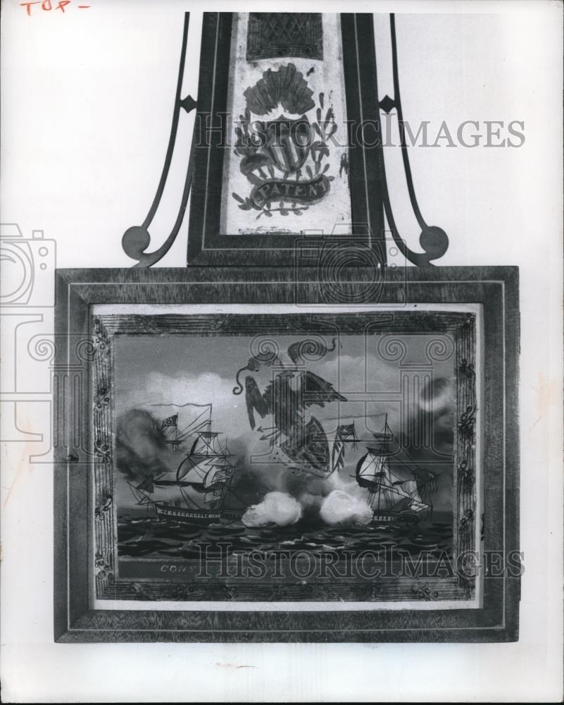 1972 Press Photo Antique Clock decorated with maritime painting - Historic Images