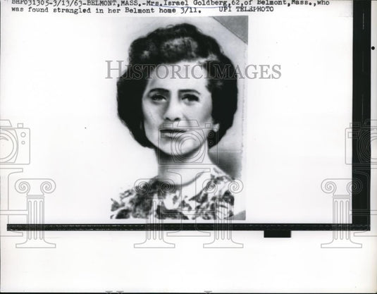 1963 Press Photo Mrs. Israel Goldberg was found in her Belmont home - Historic Images