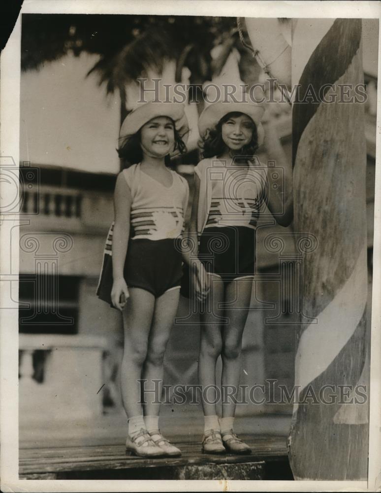 1932 Press Photo Jean and Joan Nathanson at Miami Beach - Historic Images