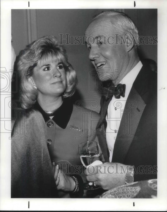 1991 Press Photo Susan Peck & Jim Biggar at UNICEF party for Audrey Hepburn - Historic Images