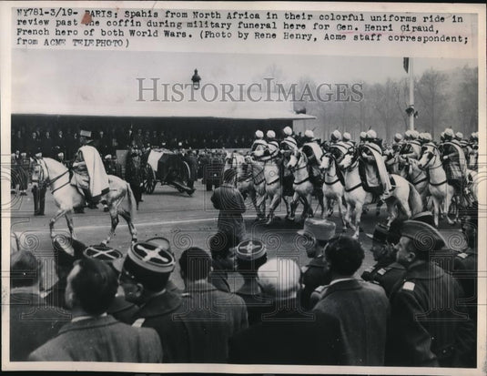 1949 Press Photo Spahis of North Africa at Henri Giraud Military Funderal Paris - Historic Images