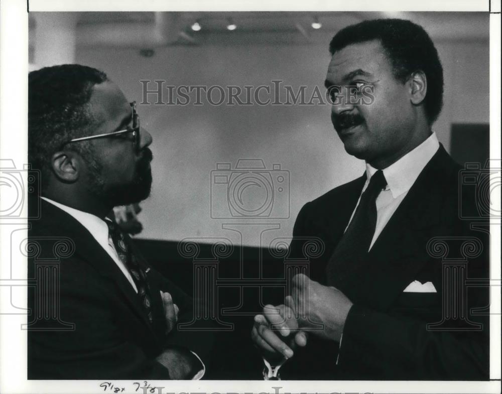 1991 Press Photo Cleveland Mayor Mike White &amp; Dem Natl Comm chairman Ron Brown - Historic Images