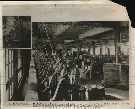 1930 Press Photo This factory one of first to install automatic exhaust system - Historic Images