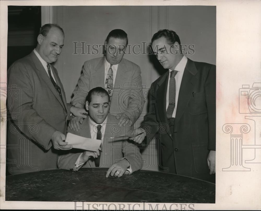 1955 Press Photo Bobo Olson, Al Naiman, Sid Hohidy & Mich Trotta - Historic Images
