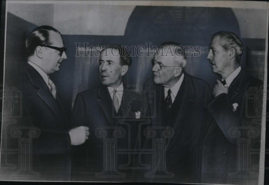 1955 Press Photo W German Minister Heinrich von Brentano, A Pinay of France - Historic Images
