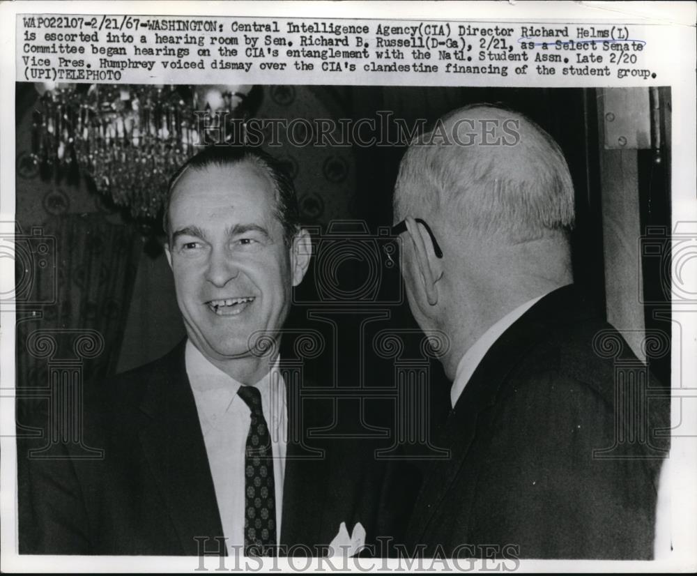 1967 Press Photo Wash DC CIA Director Richard Helms &amp; Sen. Richard Russel of Ga - Historic Images