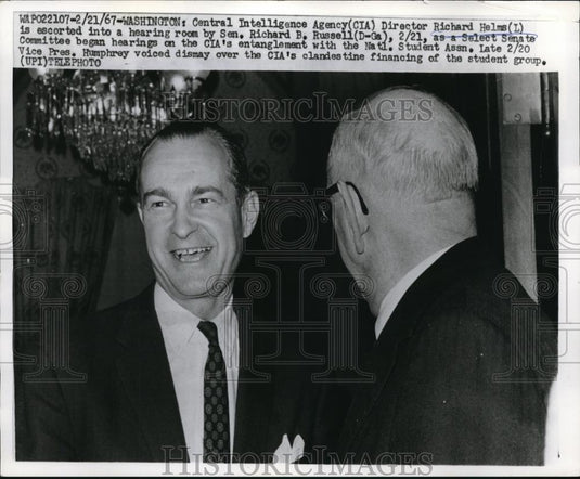 1967 Press Photo Wash DC CIA Director Richard Helms & Sen. Richard Russel of Ga - Historic Images