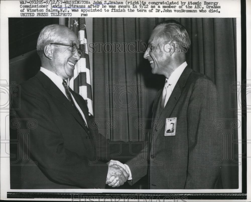 1957 Press Photo Wash DC John S Graham & AEC's Comm. Lewis Strauss - Historic Images