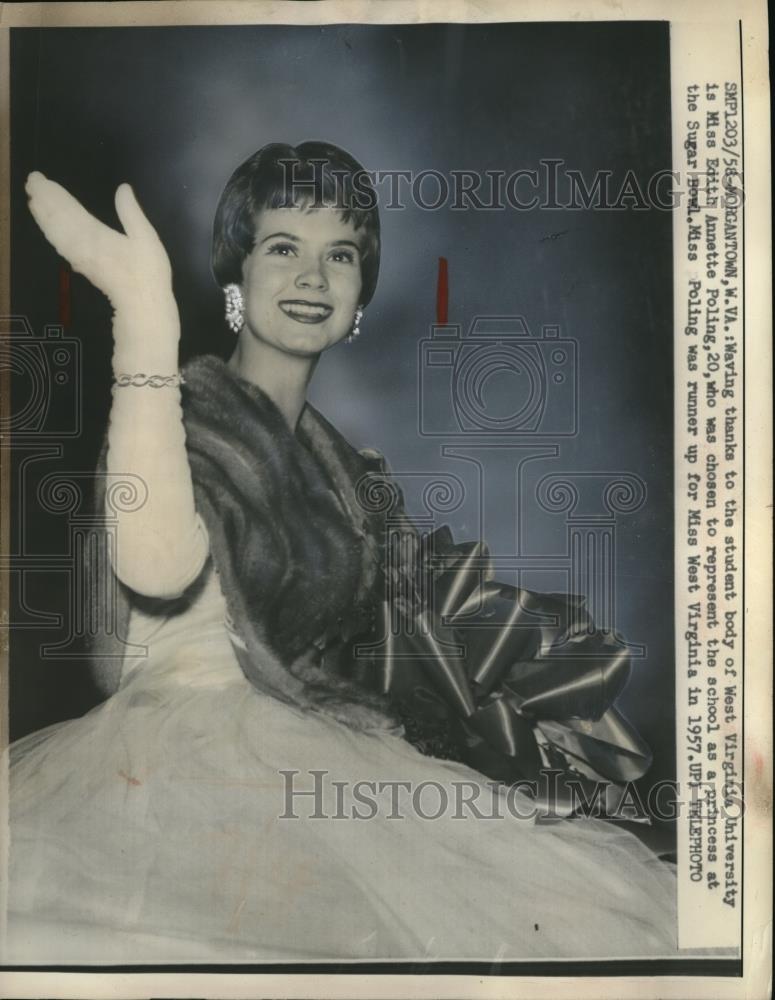 1958 Press Photo West Virginia University Chooses Princess For Sugar Bowl - Historic Images