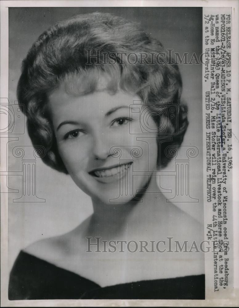 1963 Press Photo Linda Stofer Named Queen Of The Livestock And Horse Show - Historic Images