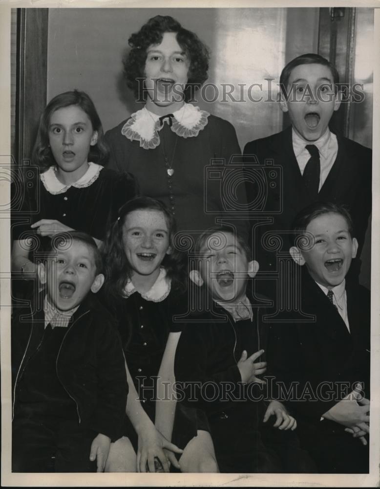 1939 Press Photo Chicago Mrs PJ Davis kids Paul, Germaine, Rich, Rbt, Ann, Mary - Historic Images