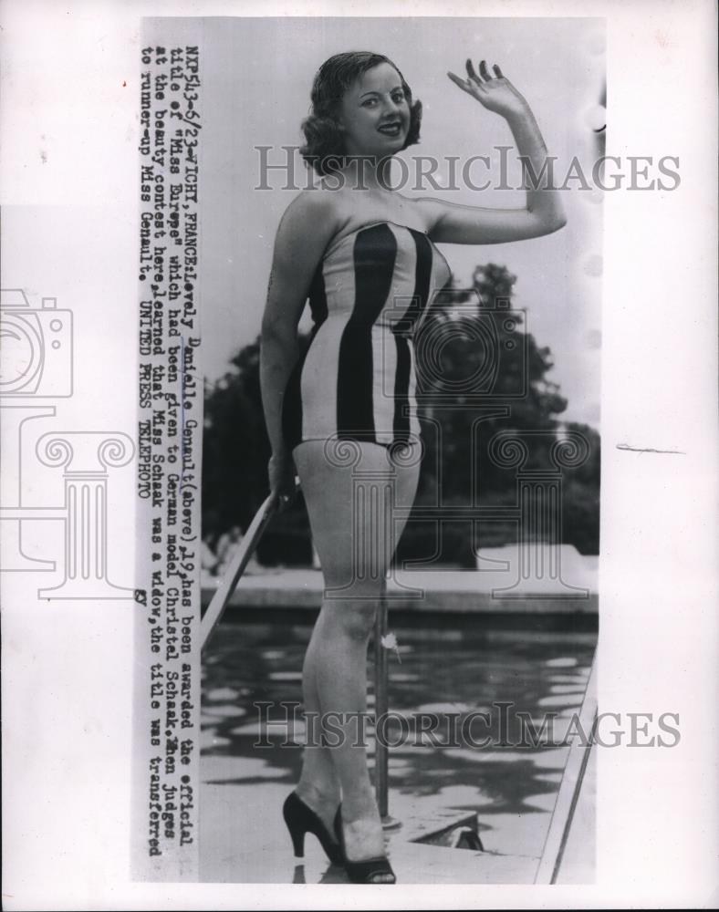 1954 Press Photo Miss Europe Danielle Genault in Vichy, France - Historic Images