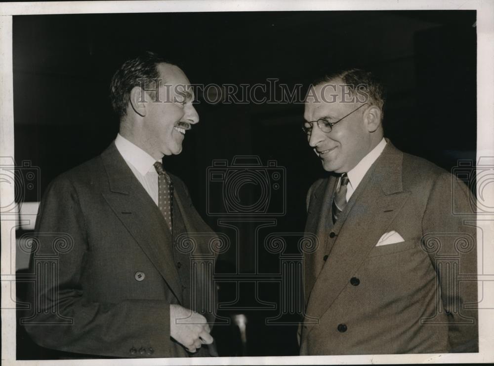 1938 Press Photo Dean Acheson, NYSE counsel and Sam D.Clark,SEC Trial Examiner. - Historic Images