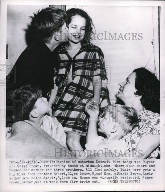 1951 Press Photo Susie Brown, Heroine of suburban Detroit Fire. - Historic Images