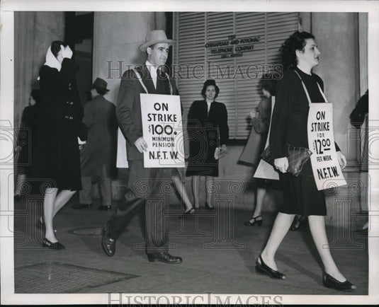 1947 Press Photo Union Head Joins Picket Washignton DC Joseph A. Bierne Strike - Historic Images