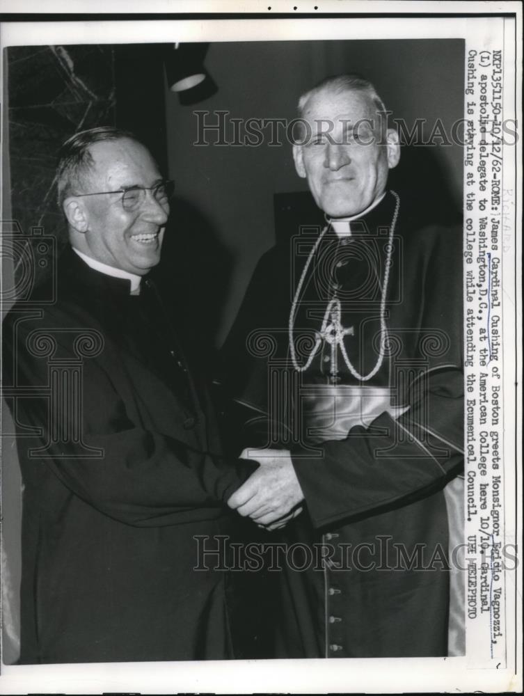 1962 Press Photo James Cardinal Cushing Boston Egidio Vagnossi Washington DC - Historic Images